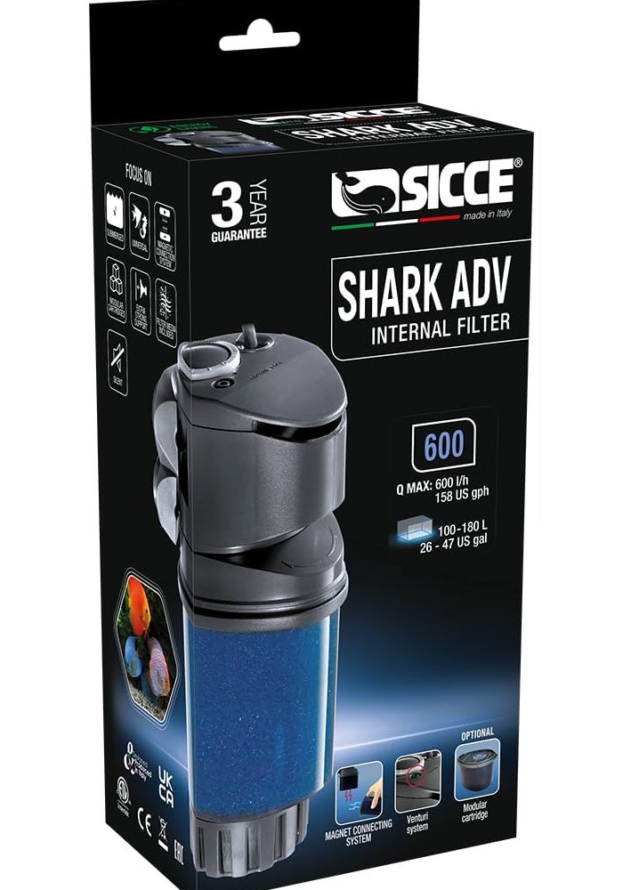 Sicce Shark ADV 600 Internal Aquarium Filter with Magnetic Quick Uncoupling System - Image 2